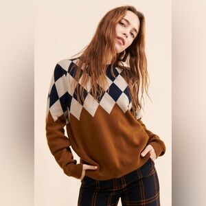 KULE Bryce Argyle Cashmere Sweater